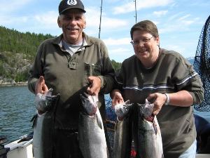 Blue Heron, August 25, 2012, Gerry and Marg with Coho Salmon